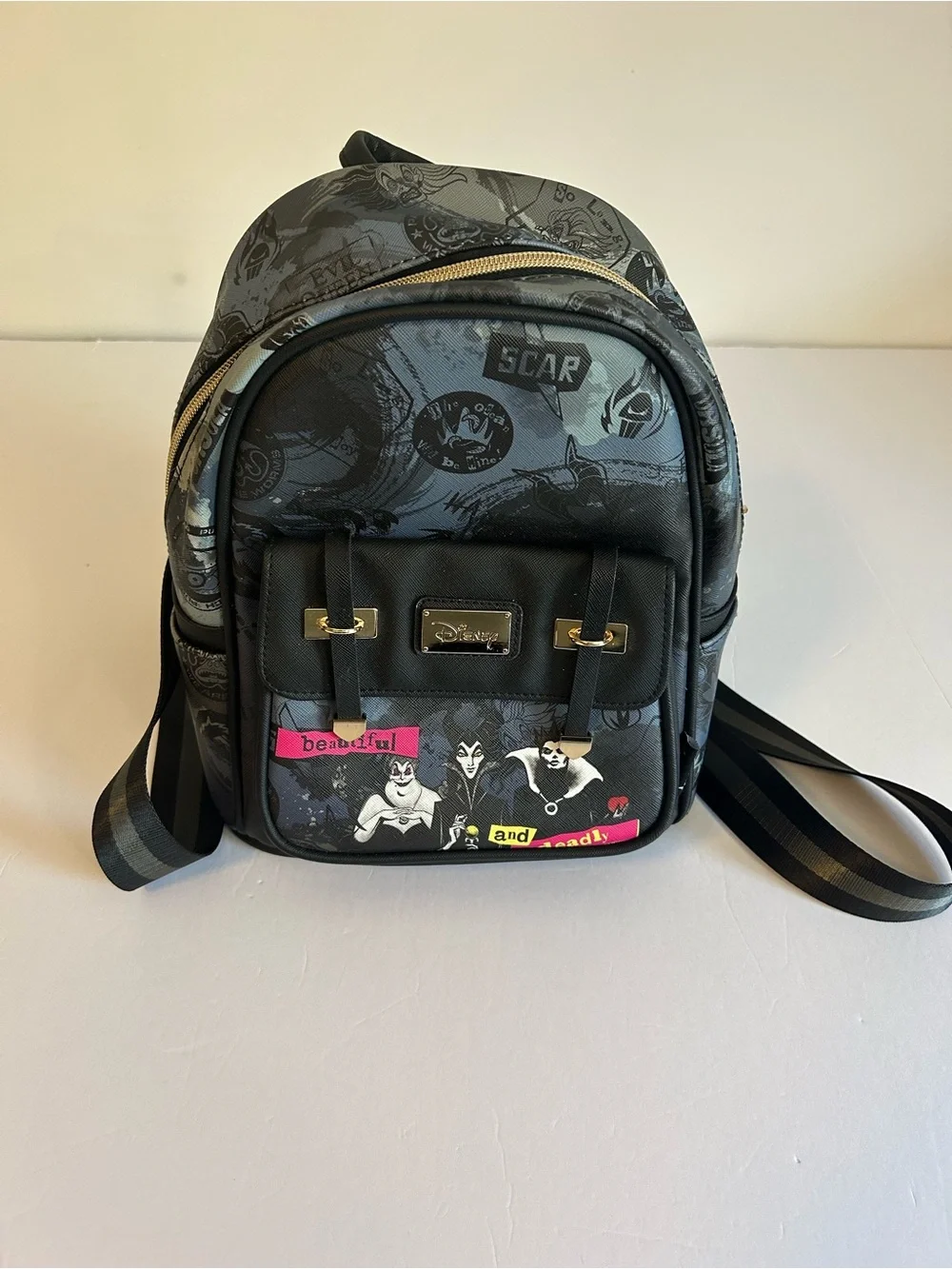 NWT Disney Villains Gray and Black Mini Backpack